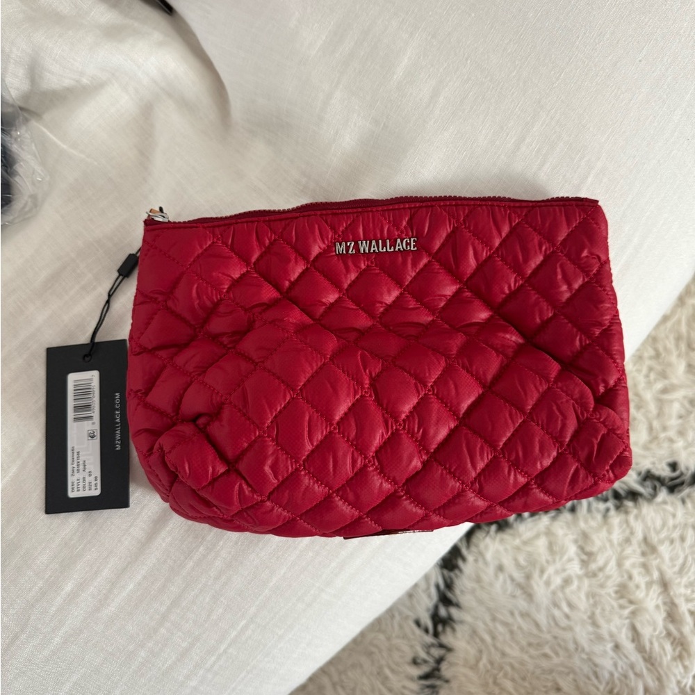 MZ Wallace Red Quilted Zoey Cosmetic Bag